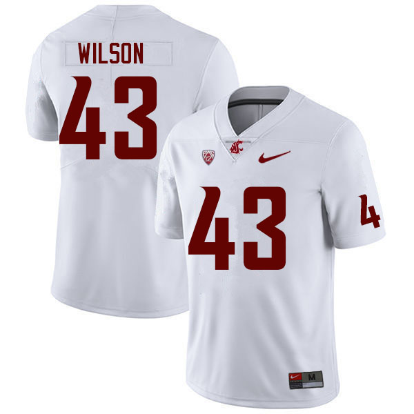 Men #43 Ben Wilson Washington State Cougars College Football Jerseys Sale-White - Click Image to Close